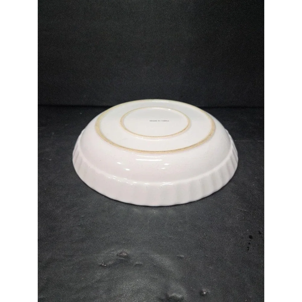 Blue‎ Round Ribbed Ceramic Quiche Pie Baking Dish, Vintage Ovenware, Bakeware